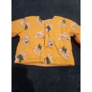Baby Place Yellow Teddy Bear Print Snap Front Hooded Jacket 12 Months